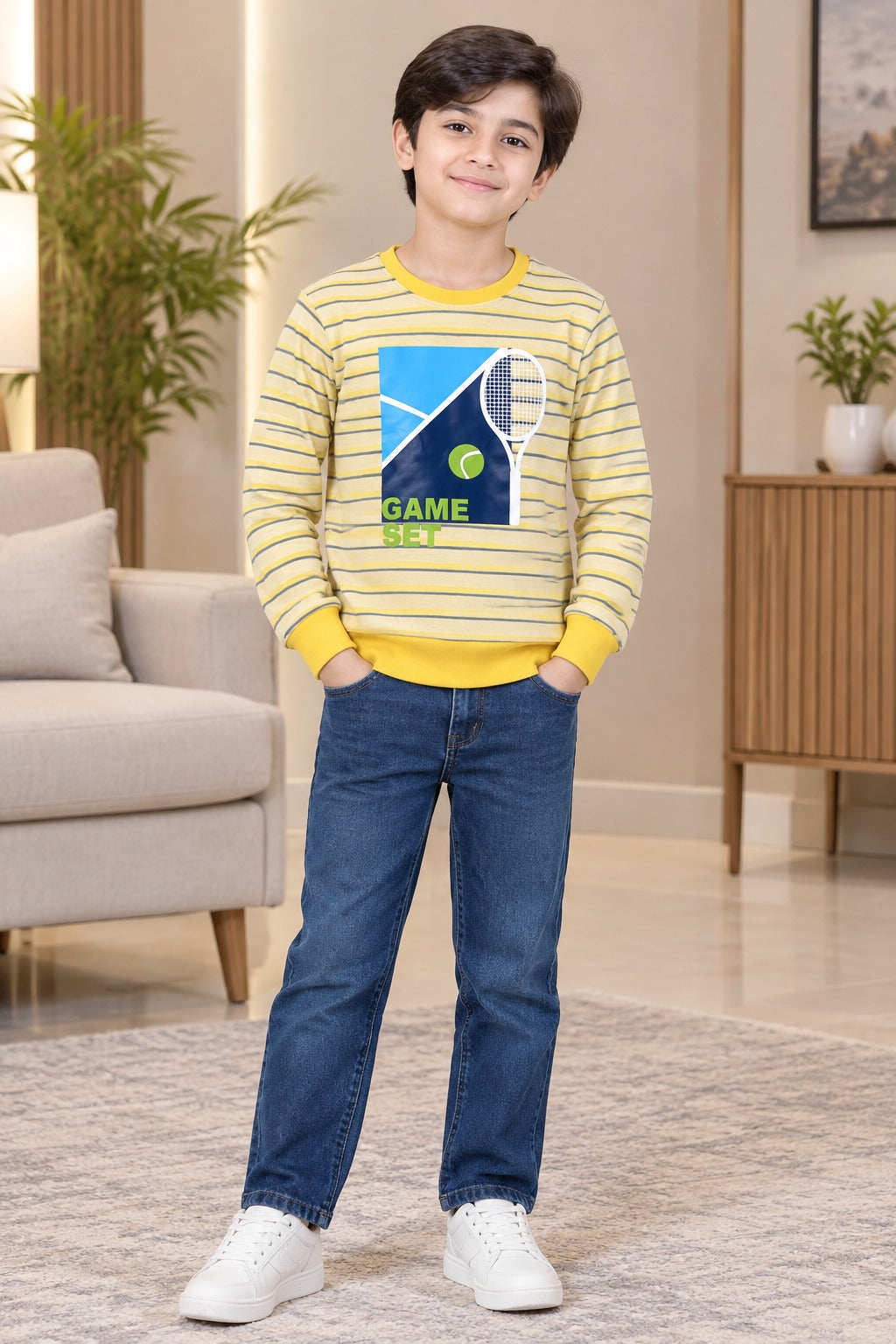 BREAKOUT YELLOW STRIPED SWEAT SHIRT