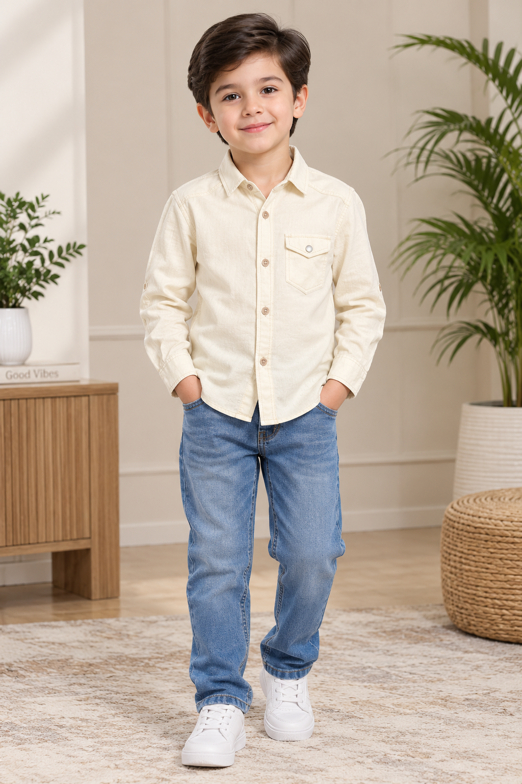 LM CREAM CASUAL SHIRT