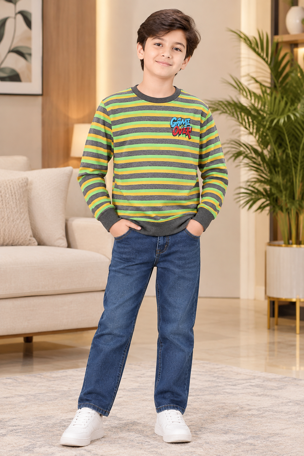 BREAKOUT STRIPED GREEN SWEAT SHIRT