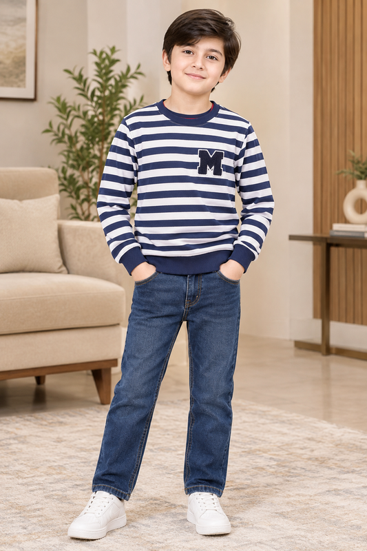 MC STRIPED BLUE SWEAT SHIRT